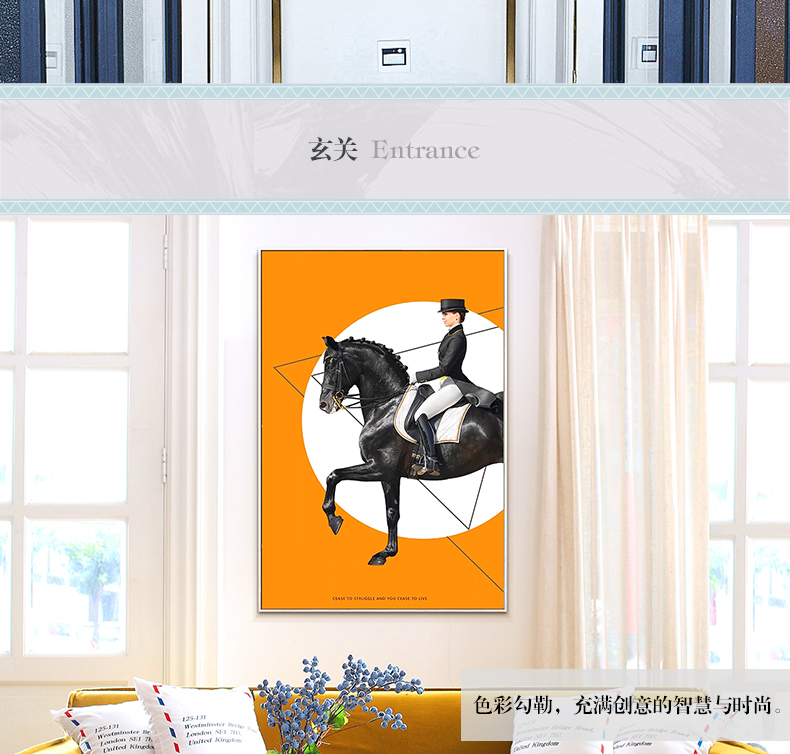現(xiàn)代簡約客廳裝飾畫 歐式玄關(guān)走廊壁畫 法式晶瓷畫 純手繪油畫 馬背上的女子