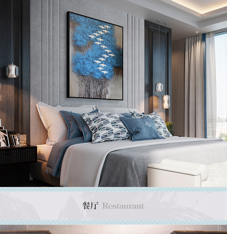 現(xiàn)代簡(jiǎn)約抽象畫 客廳掛畫臥室藝術(shù)裝飾畫 手繪油畫  白雁過林