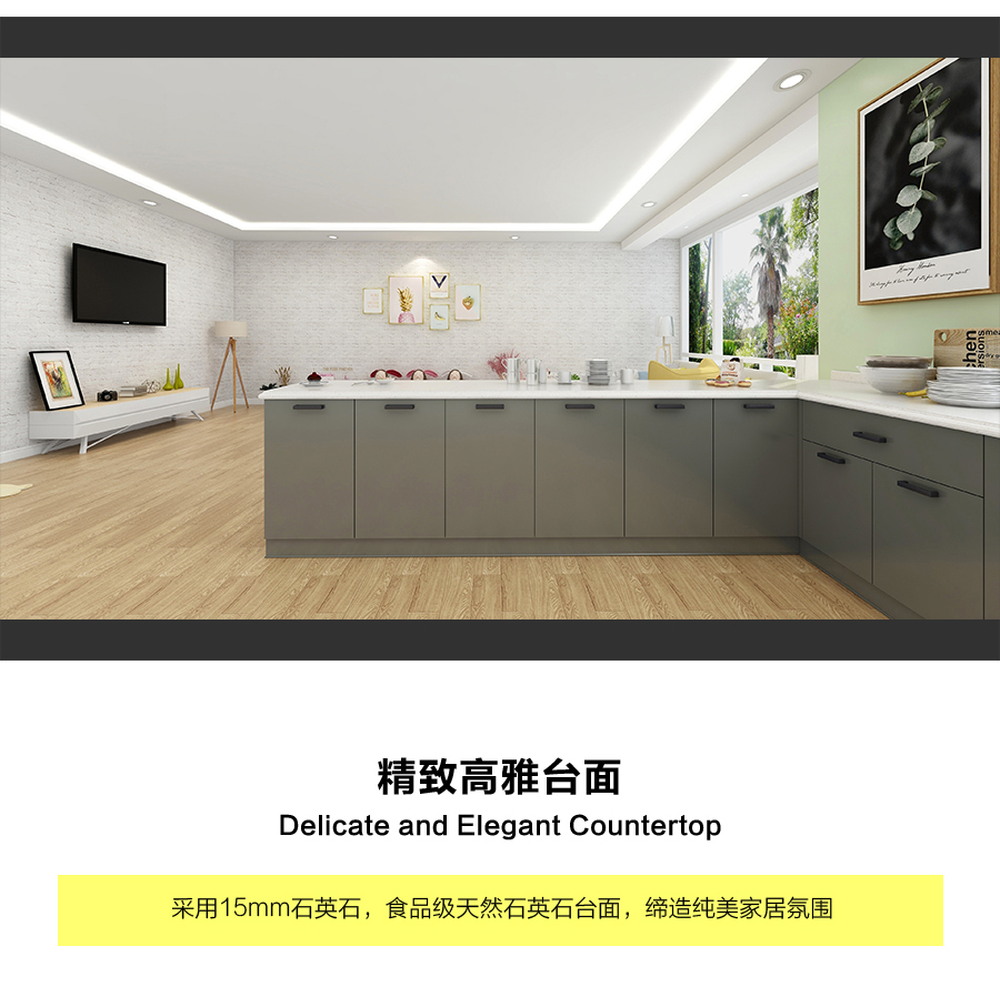 星空梵高定制櫥柜 現(xiàn)代簡約整體定制櫥柜 石英石臺(tái)面定制櫥柜 雙飾面-顆粒612定制櫥柜